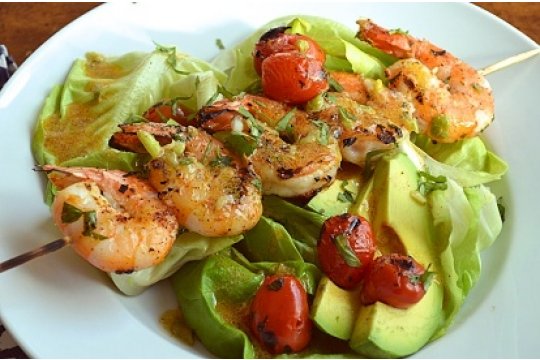 Barbecue Shrimp with Avocado Salad