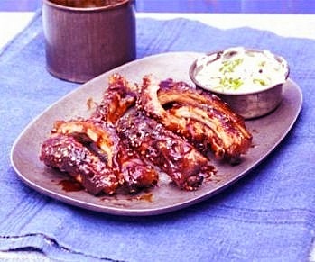 Stickiest-Ever BBQ Ribs with Chive Dip